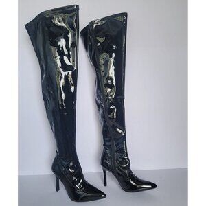 FUN Costumes Black Patent Over The Knee Women's Boots Black Boots. Size 8